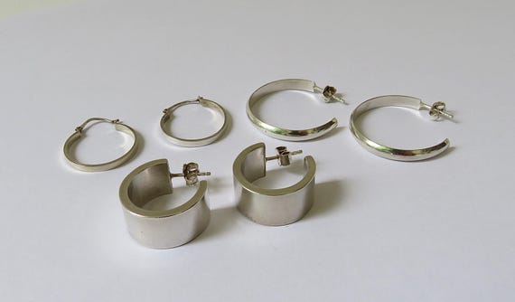Vintage 3 Paar 925er Silber Creolen Ohrstecker Ohrringe Konvolut Ohrschmuck