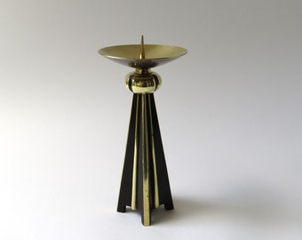 Vintage Kerzenständer Messing 50er Jahre  schwarz gold