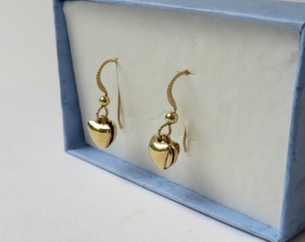 Vintage 585 (14 Karat) Gold Ohrstecker mit Herz zum öffnen mit Süsswasserperle Ohrringe Ohrschmuck