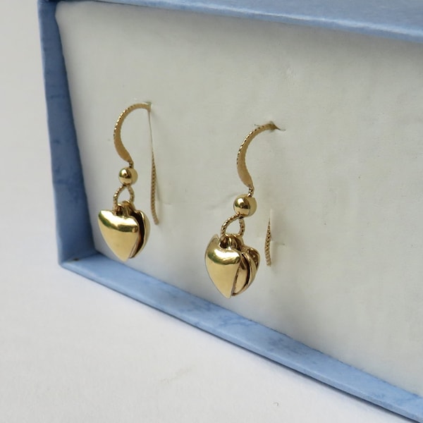 Vintage 585 (14 Karat) Gold Ohrstecker mit Herz zum öffnen mit Süsswasserperle Ohrringe Ohrschmuck