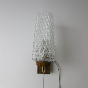 Vintage Wall Lamp 50s/60s Wall Lamp Mid Century Lamp Wood + Glass