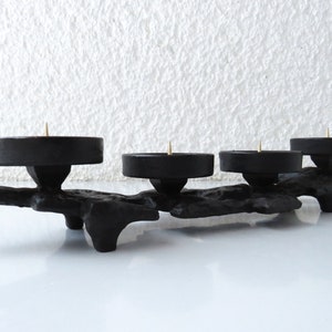 Vintage BRUTALIST Gusseisen schwarz Kerzenhalter 70er Jahre Eisen Leuchter Kerzenständer Brutalist Mid Century