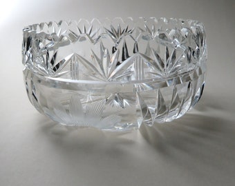 Vintage crystal glass bowl round pudding bowl crystal glass dessert bowl