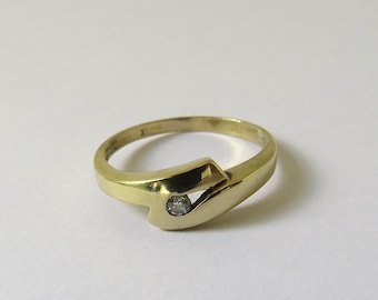 Vintage 333er (8Kt) Gold Ring Gelbgold mit kleinem Diamant Gr. 57