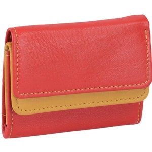 small leather mini purse (smaller than EC card), red-yellow