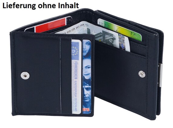 Monedero De Piel De Vacuno Ledershop24 - Negro, Con Caja De Viena, Múltiples Compartimentos