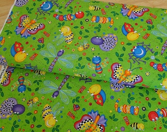 Kunterbunte Tiere grün bunt von Timeless Treasures Patchwork DIY Kinder Baumwollstoff Baby