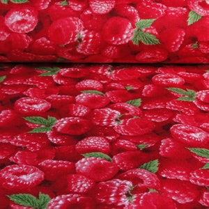 Frambuesas de Elizabeth&#39;s Studios Berry Good DIY Bayas Fruta Patchwork Tela Tela de Algodón