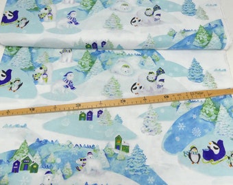 Snowville Eisbären türkis von Clothworks Tiere Winter Weihnachten Patchwork aqua petrol eisblau Eisscholle Baumwollstoff DIY