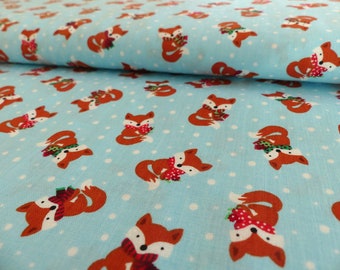 Winter Fox with Scarf by Timeless Treasure Cotton Fabric DIY Patchwork Kids
