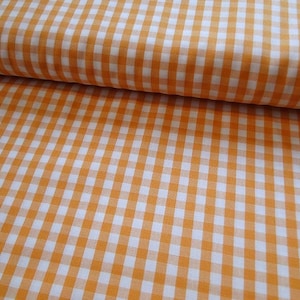 Peut inclure: Tissu vichy orange et blanc à petits carreaux.