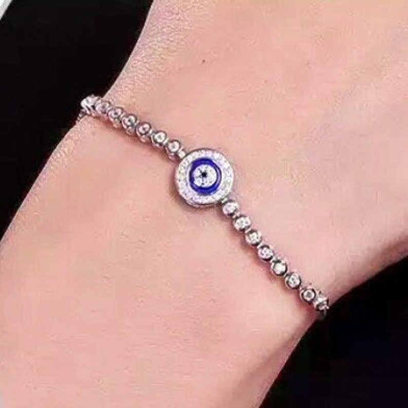 EVIL EYE BRACELET Sterling Silver, Evil Eye Bangle, Evil Eye Jewellery