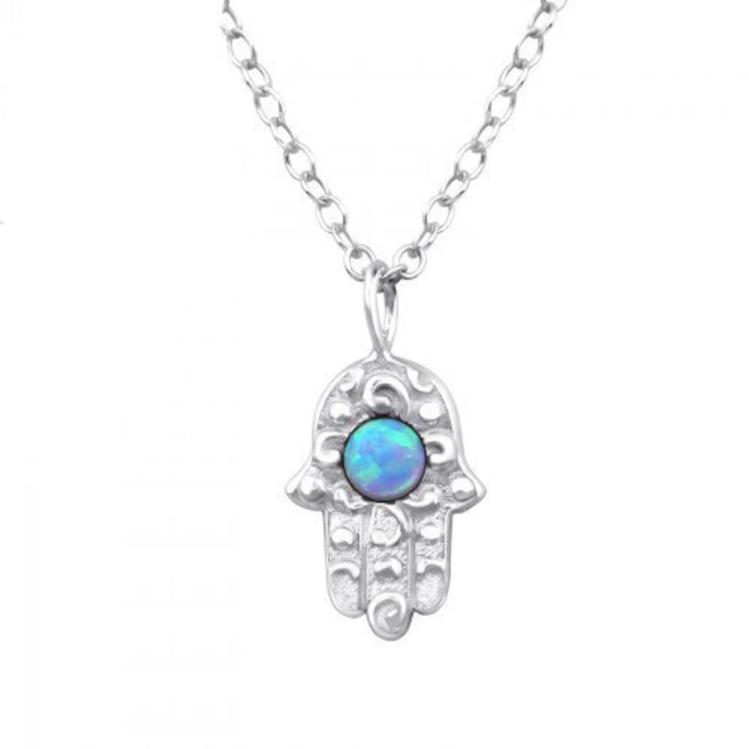 HAMSA HAND NECKLACE Sterling Silver, Hand of Fatima Necklace, Nazar