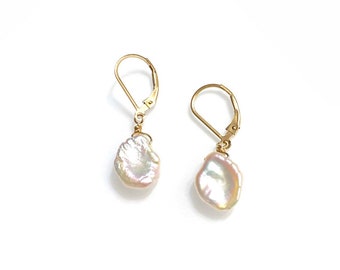 Keshi pearl earrings