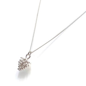 Pine cone necklace (sterling silver, shower safe)