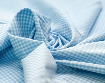 Tessuto di cotone Vichy check blu chiaro 3 mm cucitura gingham, anche per maschere