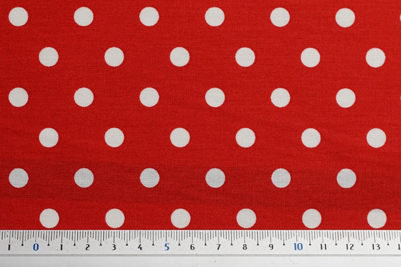 Poplin cotton fabric Polka dots, red with white dots ø 8 mm suitable for masks image 3