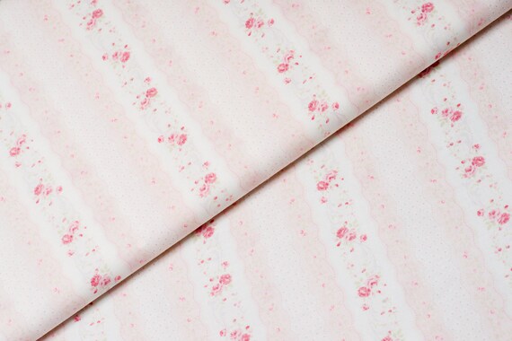 Stoff Landhausstil rosa Streifen mit Rosenmuster | Etsy Stoff Landhausstil rosa Streifen mit Rosenmuster | Etsy