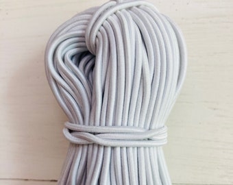 1 m elastic cord, round rubber, 2 mm, white - for masks