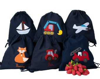 Sac de sport personnalisé pour la maternelle des enfants GARÇON avec nom sac en toile