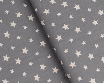 fabric grey with stars in different sizes, poplin, also for makeshift masks