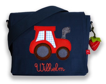 Kindergarten bag with name tractor