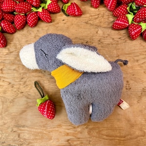 Burro gris oscuro con nombre | Juguete musical para bebé o peluche | Regalo para recién nacidos | Regalo de bautizo, juguete musical personalizado