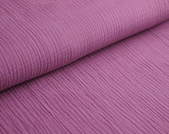 Muslin violet berry, muslin fabric Uni Oeko-Tex, Double Gauffré purple, Mousseline, Gauze cloth, fabric, purple, purple