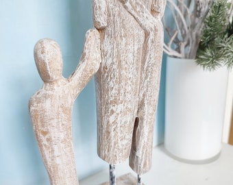 Skulptur Holz Familie Kunst Figuren Weihnachten