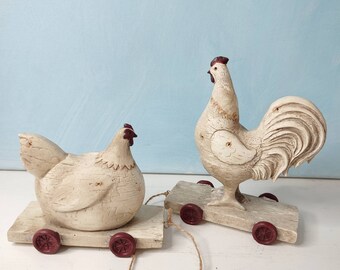 Huhn und Hahn Figuren Skulptur Ostern Wohndekoration