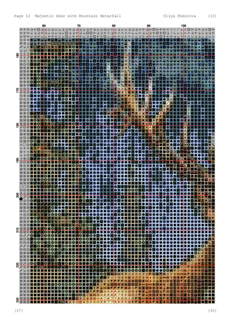 Majestic Deer With Mountain Waterfall Cross Stitch Pattern – Digital ...
