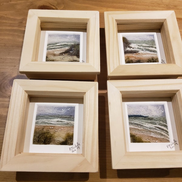 Needle felt pictures - miniature seascape pictures.  Perfect little presents.