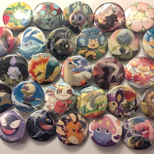 Pokemon Buttons aus Sammelkarten. (3cm Buttonset Boosterpackung)