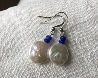 Circular Freshwater Pearl and Quartz Bead Earrings | Drop Earrings | Handmade in Myanmar