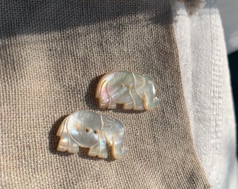 Elephant Mother of Pearl Rare Buttons | Hand Carved Buttons | Natural Buttons | Two Hole Buttons Collectors