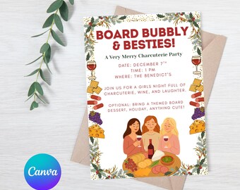 Charcuterie Night Invitation, Boards Bubbly Besties