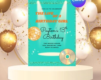 Life of a Birthday Girl Invitation, Showgirl Theme, Taylor Swift Birthday Party Invite, Customizable Card