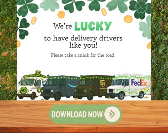 Holiday St. Patrick's Day Delivery Driver Snack Sign, Lucky Porch Printable (Instant Download)