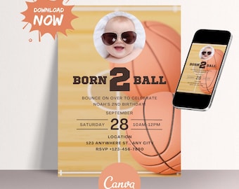 Basketball Birthday Invitation, Digital Download