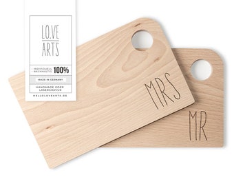 1 von 2 Holzbrettern Mr & Mrs (mit Namen)