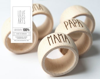 Wooden napkin rings, personalized, HANDMADE