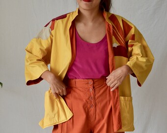 CHACOK Rainbow Striped Skirt Tiered Ruffled Asymmetrical Oshima Yellow Pink Green Orange Purple One Size 80s 90s French