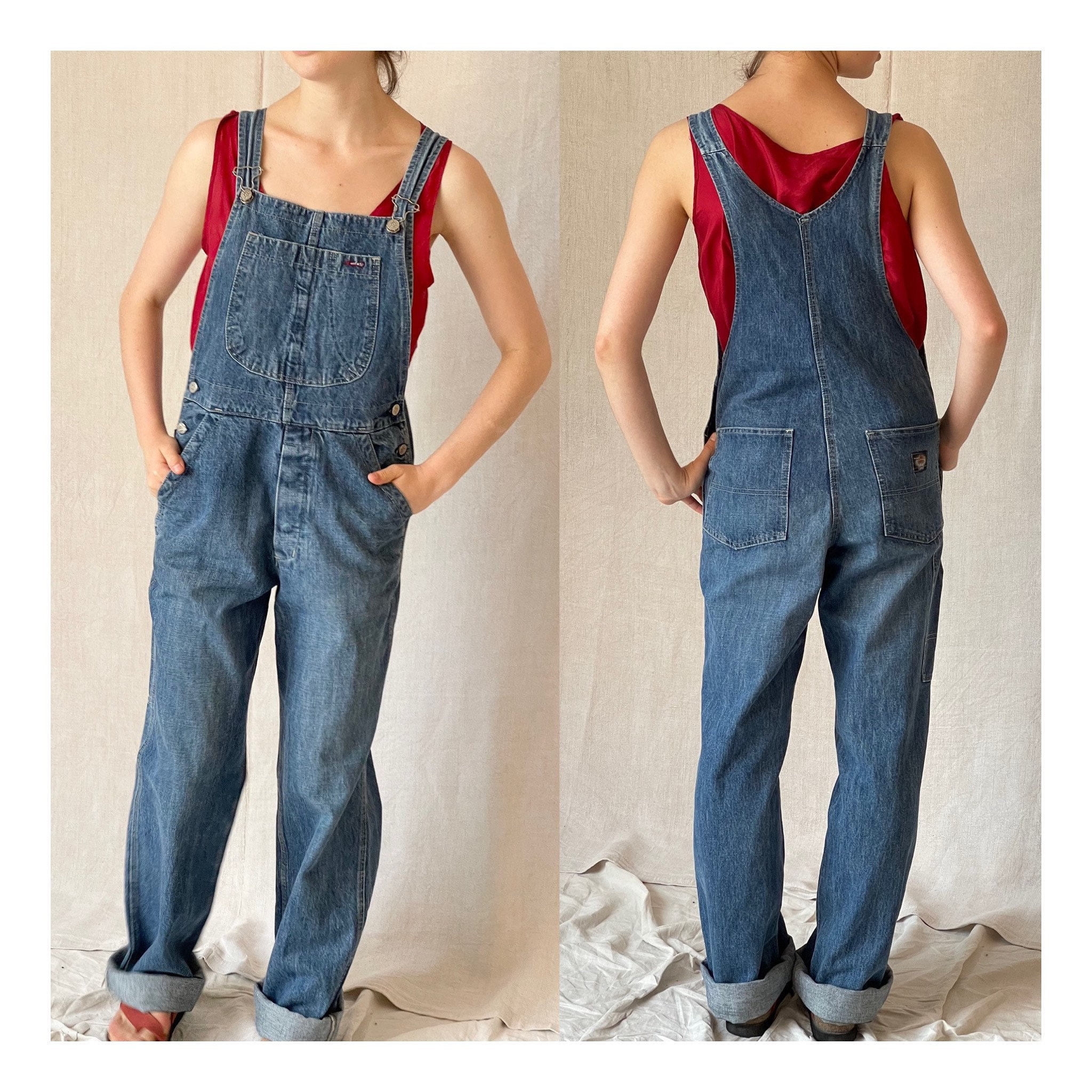 Años 90, Y2K, Overol de mezclilla, Mono, Overol de trabajo, Altos