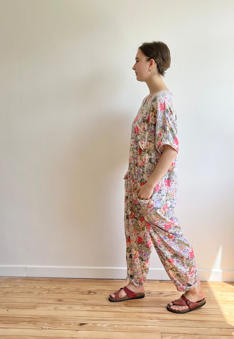 Vintage 1980s Cotton Oversized Jumpsuit, Breastfeeding, Maternity