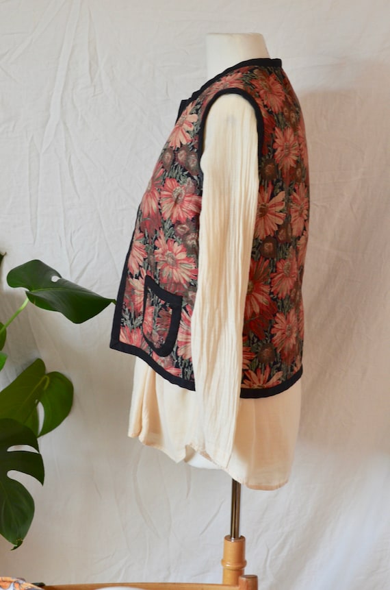 French Vintage Reversible Quilt Vest - 1970's Era