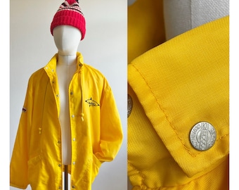 Original Vintage ‘Coockers’ Yellow Windbreaker with Hooded Jacket Raincoat - Size M-L