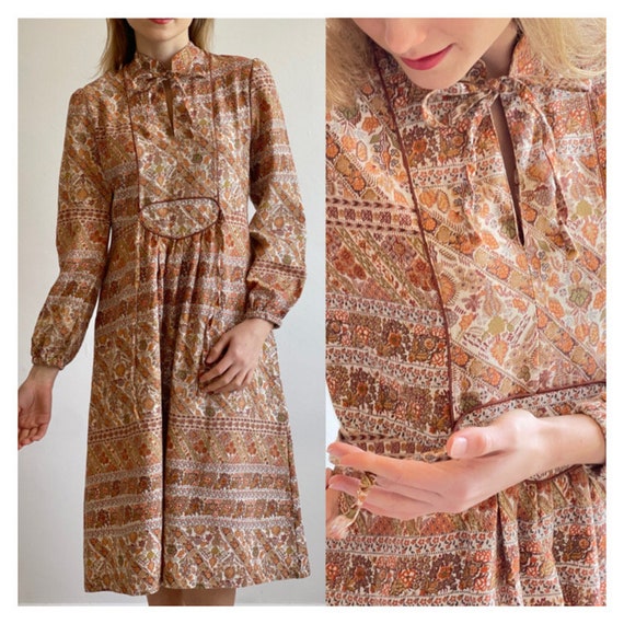French Vintage 1970’s Bohemian Folk Dress, Hippie… - image 3