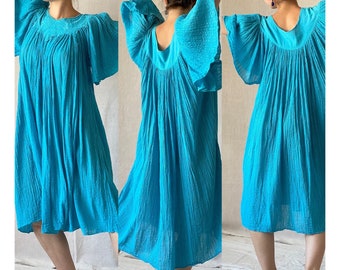 Stunning Vintage Grecian Goddess 70’s, 80’s Angel Sleeves,  Indian Dress, Maternity Dress, Boho, Hippy Kaftan Dress - Size Medium/Large