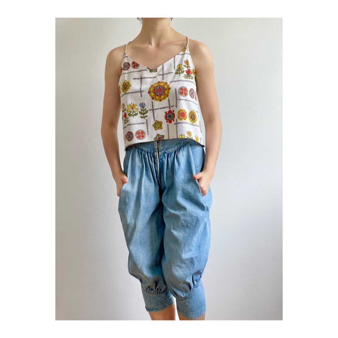 French Vintage BOA Paris Denim Balloon Capri Pants With Etsy