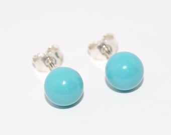 Türkis Edelstein Ohrstecker aus 925 Silber in verschiedenen Größen